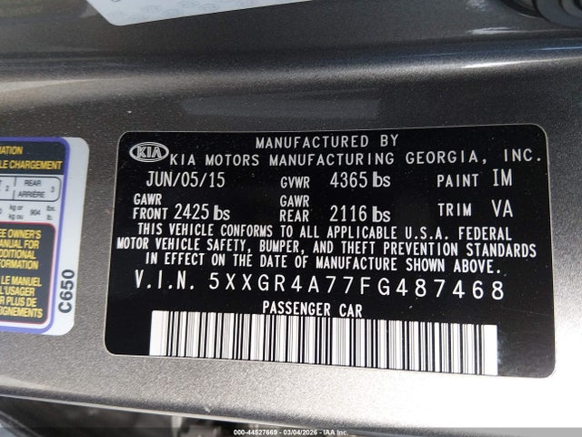 5XXGR4A77FG487468 KIA OPTIMA SX