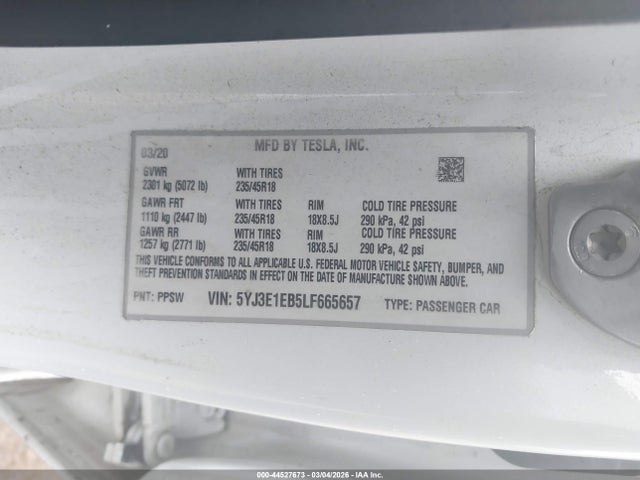 2020 TESLA MODEL 3 5YJ3E1EB5LF665657 Photo 8