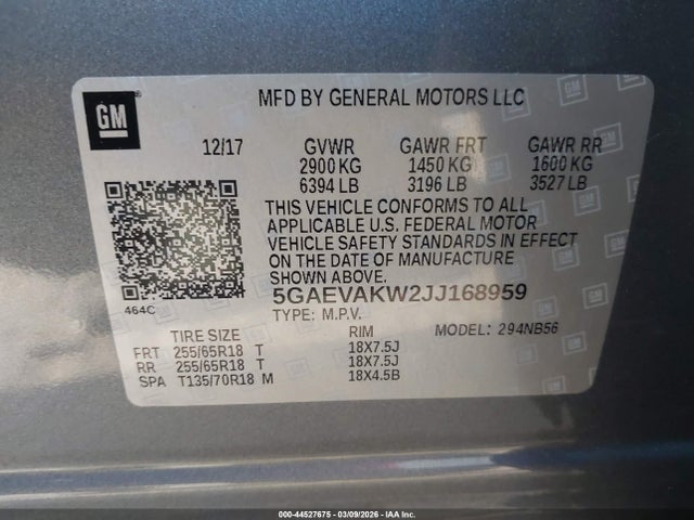 Продаж на аукціоні авто 2018 Buick Enclave Essence, vin: 5GAEVAKW2JJ168959, номер лоту: 44527675