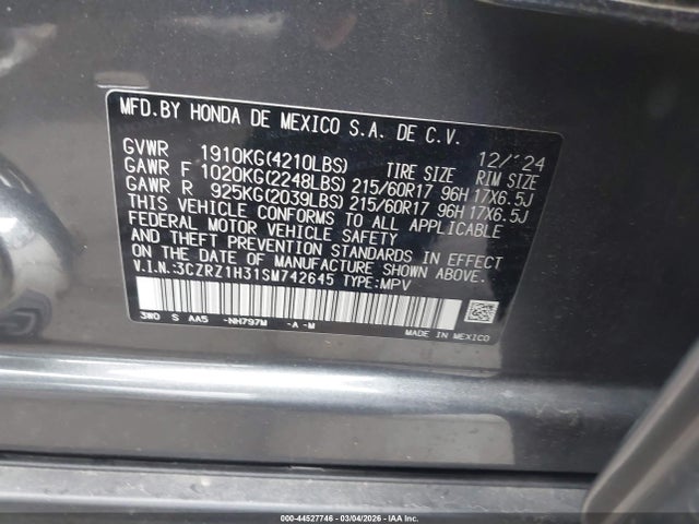 2025 HONDA HR-V 3CZRZ1H31SM742645 Photo 8