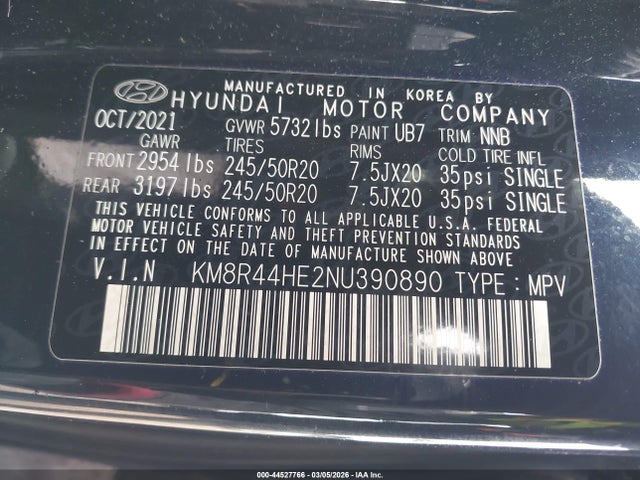 2022 HYUNDAI PALISADE KM8R44HE2NU390890 Photo 8