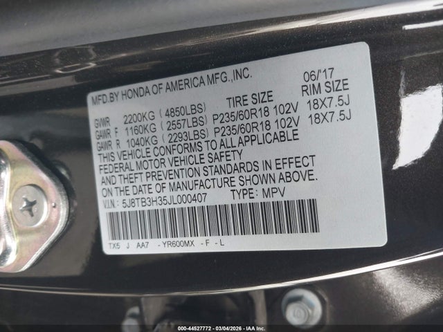 5J8TB3H35JL000407 Acura Rdx Acurawatch Plus Package