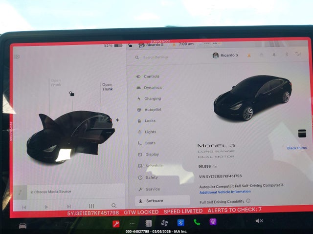 Продаж на аукціоні авто 2019 Tesla Model 3 Long Range/performance, vin: 5YJ3E1EB7KF451798, номер лоту: 44527798