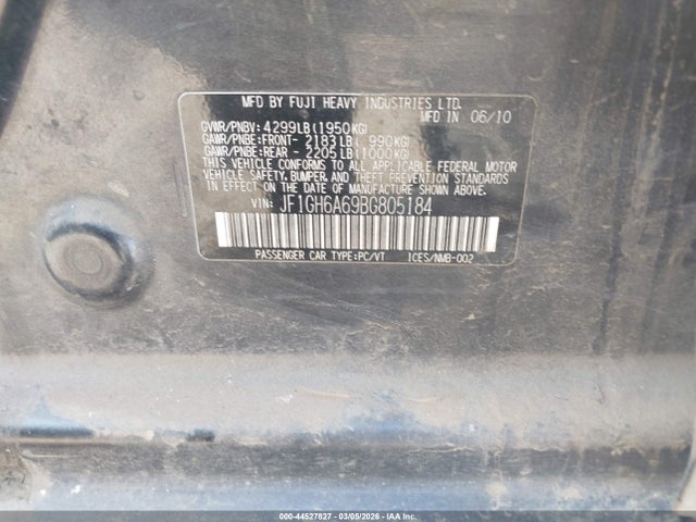 Продаж на аукціоні авто 2011 Subaru Impreza 2.5i, vin: JF1GH6A69BG805184, номер лоту: 44527827