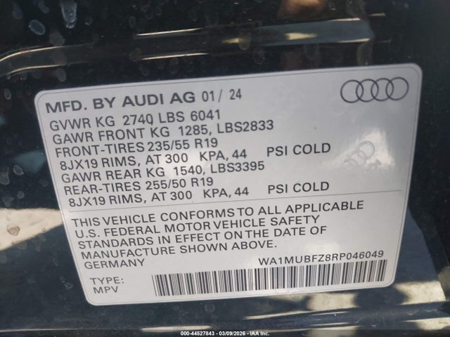 WA1MUBFZ8RP046049 Audi Q4 E-tron Prestige 55 Quattro