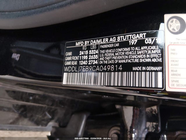 2012 Mercedes-benz Cls 63 Amg მანქანა იყიდება აუქციონზე, vin: WDDLJ7EB9CA049814, აუქციონის ნომერი: 44527866