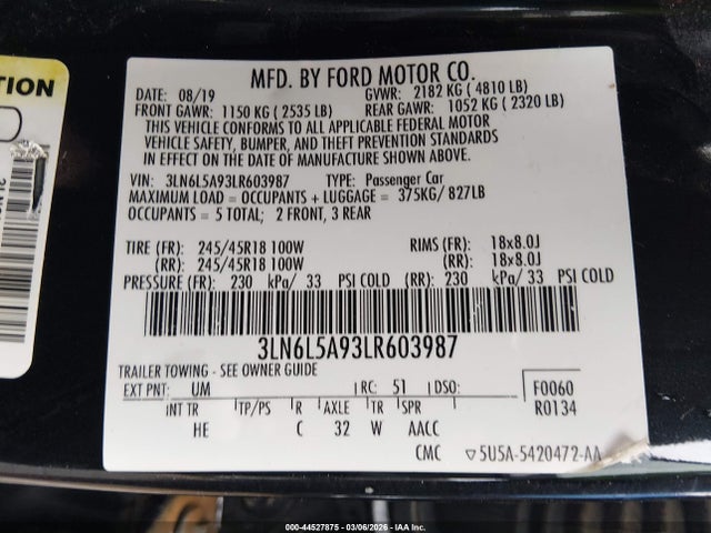 Lincoln Mkz Standard 2020 3LN6L5A93LR603987 Image 9