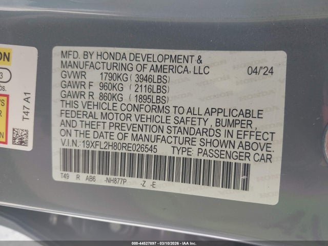 Продажа на аукционе авто 2024 Honda Civic Sport, vin: 19XFL2H80RE026545, номер лота: 44527897