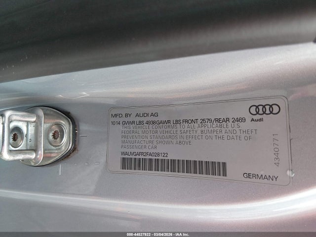 Aukcja sprzedaży 2015 Audi S5 3.0t Premium Plus, vin: WAUVGAFR2FA028122, numer aukcji: 44527922