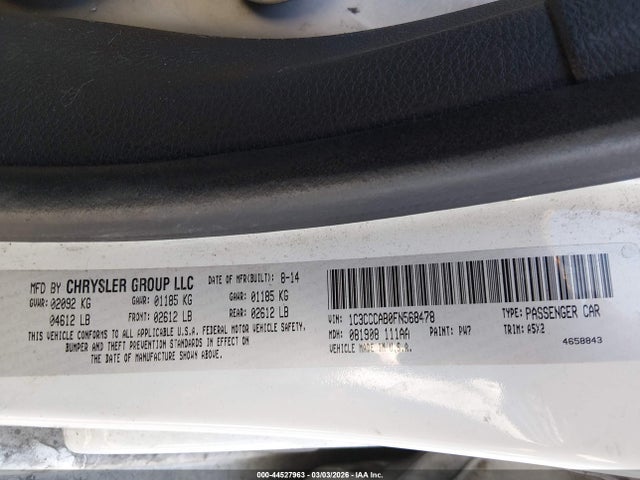 Aukcja sprzedaży 2015 Chrysler 200 Limited, vin: 1C3CCCAB0FN568478, numer aukcji: 44527963