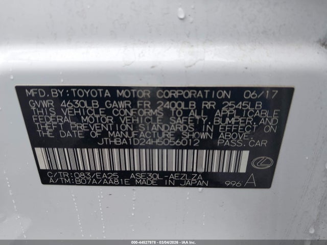 JTHBA1D24H5056012 Lexus IS 200T