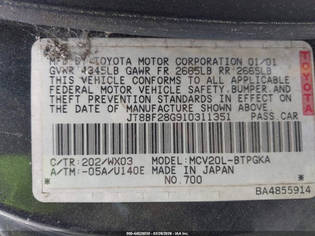 2001 LEXUS ES 300 JT8BF28G910311351 Photo 8