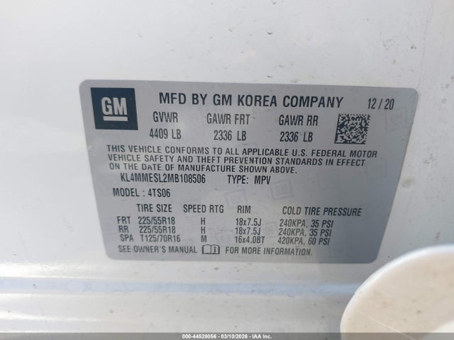 Продаж на аукціоні авто 2021 Buick Encore Gx Awd Select, vin: KL4MMESL2MB108506, номер лоту: 44528056