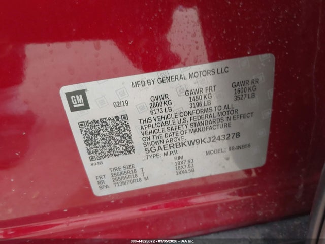 Aukcja sprzedaży 2019 Buick Enclave Fwd Essence, vin: 5GAERBKW9KJ243278, numer aukcji: 44528072