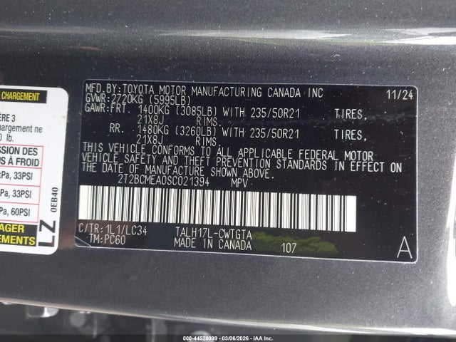 2T2BCMEA0SC021394 Lexus Rx 500h F Sport Performance