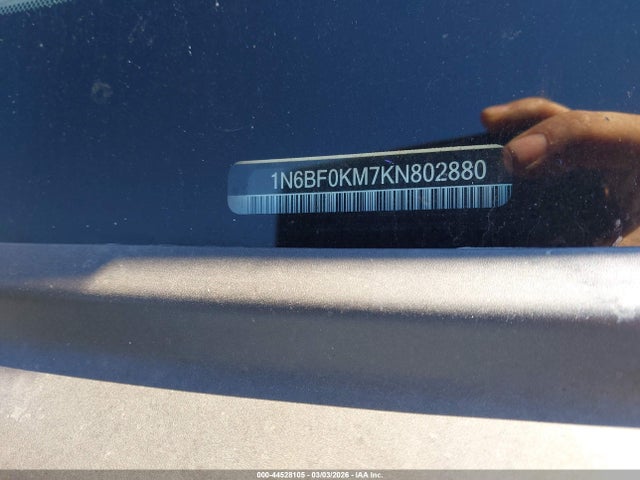 44528105 :رقم المزاد ، 1N6BF0KM7KN802880 vin ، 2019 Nissan Nv Cargo Nv1500 مزاد بيع
