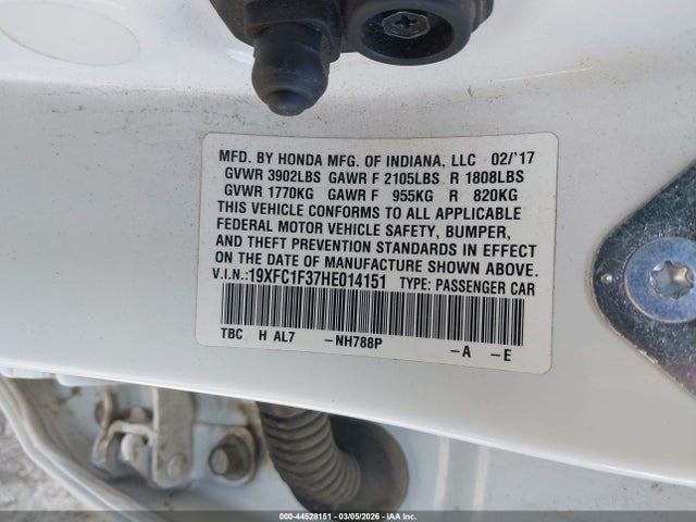 Honda Civic Ex-t 2017 19XFC1F37HE014151 Image 9