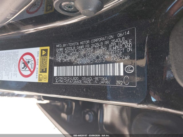 JTHBK1GG9E2140313 Lexus ES 350