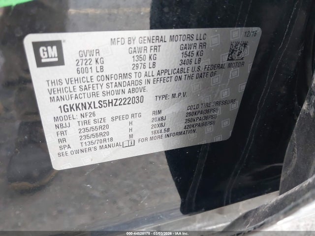 GMC Acadia Denali 2017 1GKKNXLS5HZ222030 Image 9
