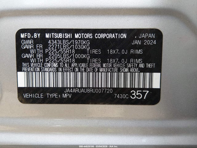 2024 MITSUBISHI OUTLANDER SPORT JA4ARUAU8RU007720 Photo 8