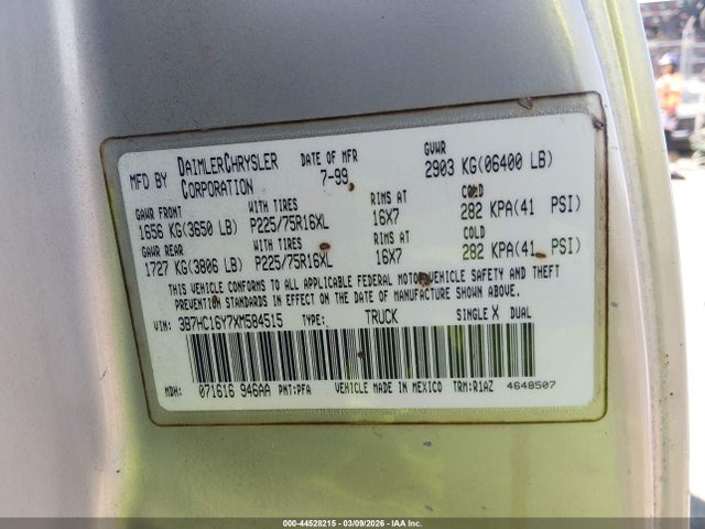 Продаж на аукціоні авто 1999 Dodge Ram 1500 St, vin: 3B7HC16Y7XM584515, номер лоту: 44528215