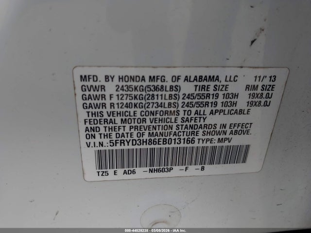 Aukcja sprzedaży 2014 Acura Mdx Advance Pkg W/entertainment Pkg, vin: 5FRYD3H86EB013166, numer aukcji: 44528238