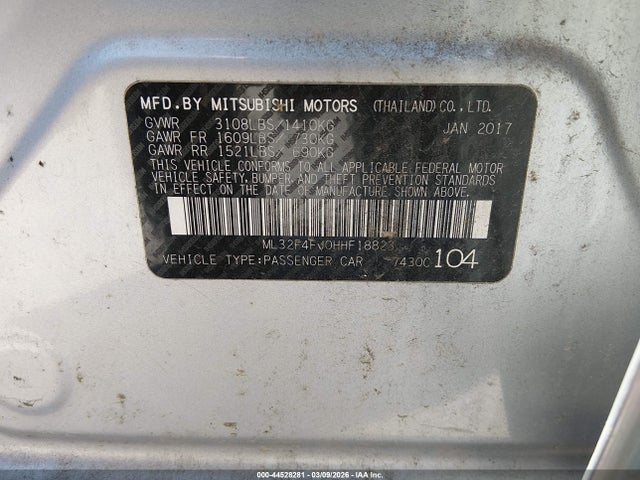 2017 MITSUBISHI MIRAGE G4 ML32F4FJ0HHF18823 Photo 8