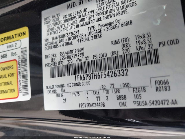 Ford Mustang Ecoboost 2015 1FA6P8TH6F5426332 Image 9