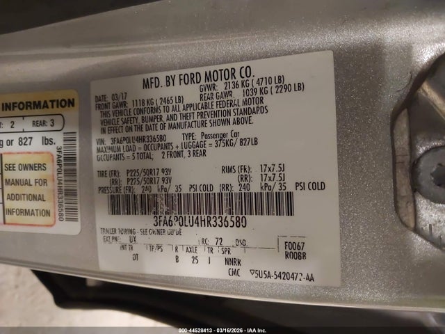 2017 FORD FUSION HYBRID 3FA6P0LU4HR336580 Photo 8