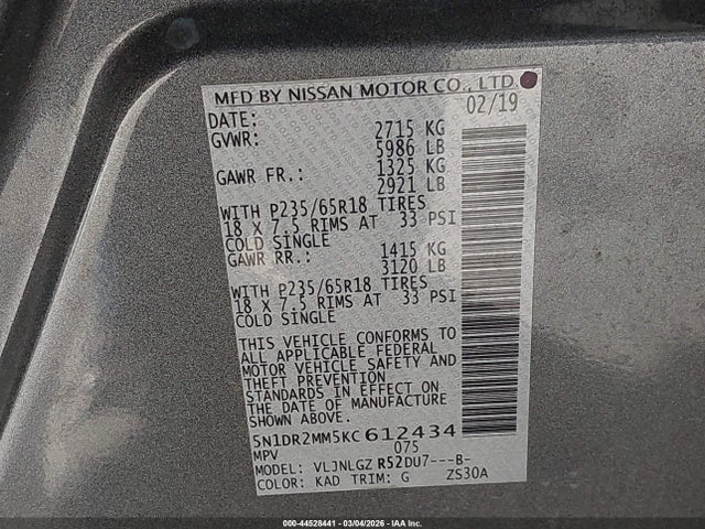 Nissan Pathfinder Sl 2019 5N1DR2MM5KC612434 Image 9