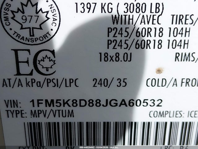 Ford EXPLORER XLT 2018 1FM5K8D88JGA60532 Image 9