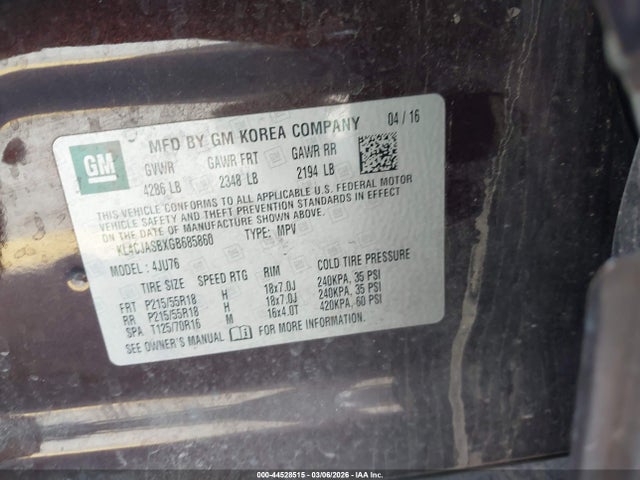 Aukcja sprzedaży 2016 Buick Encore, vin: KL4CJASBXGB685860, numer aukcji: 44528515