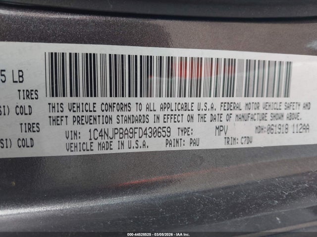 2015 Jeep Patriot Sport მანქანა იყიდება აუქციონზე, vin: 1C4NJPBA9FD430659, აუქციონის ნომერი: 44528525