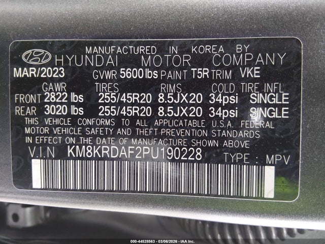 2023 Hyundai Ioniq 5 Limited მანქანა იყიდება აუქციონზე, vin: KM8KRDAF2PU190228, აუქციონის ნომერი: 44528563