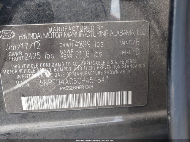 2012 HYUNDAI SONATA 5NPEB4AC6CH454843 Photo 8