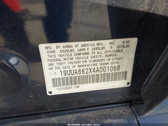 Продаж на аукціоні авто 2004 Acura Tl, vin: 19UUA662X4A001068, номер лоту: 44528608