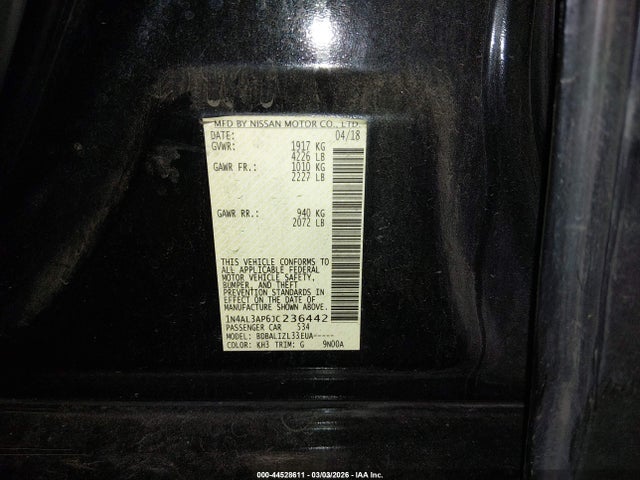 1N4AL3AP6JC236442 Nissan Altima 2.5 Sv