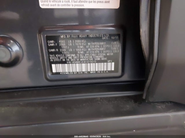 44528645 :رقم المزاد ، 4S4BRCJC4C3219213 vin ، 2012 Subaru Outback 2.5i Limited مزاد بيع