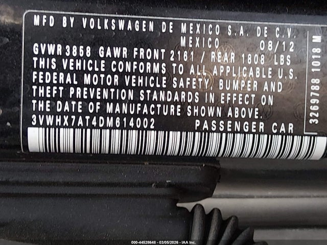 Продаж на аукціоні авто 2013 Volkswagen Beetle 2.5l, vin: 3VWHX7AT4DM614002, номер лоту: 44528648