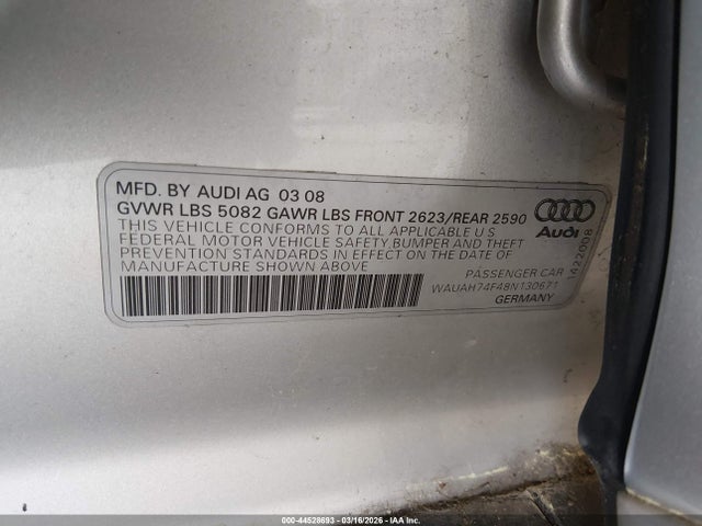 2008 AUDI A6 WAUAH74F48N130671 Photo 8