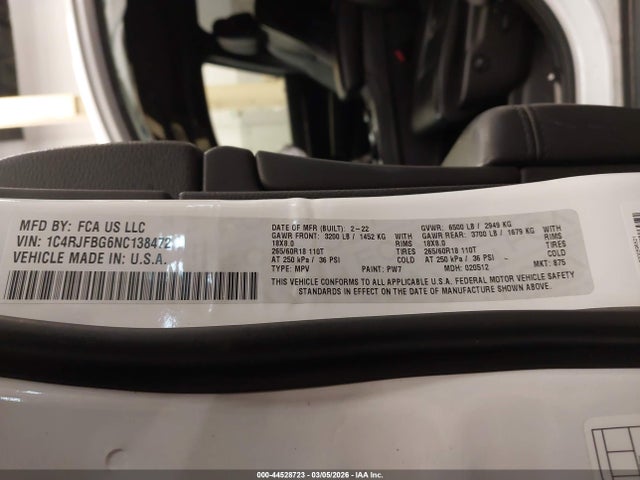 1C4RJFBG6NC138472 Jeep Grand Cherokee Wk Limited 4x4