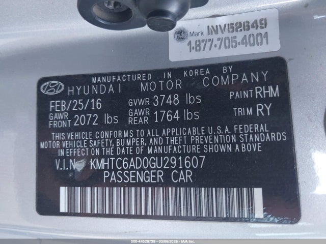 KMHTC6AD0GU291607 Hyundai Veloster