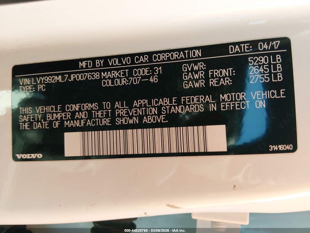 LVY992ML7JP007638 Volvo S90 T6 Inscription