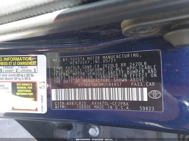 4T1K61AK9MU584857 Toyota CAMRY XSE