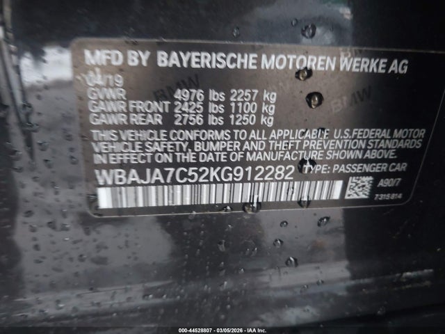 Aukcja sprzedaży 2019 Bmw 530i Xdrive, vin: WBAJA7C52KG912282, numer aukcji: 44528807