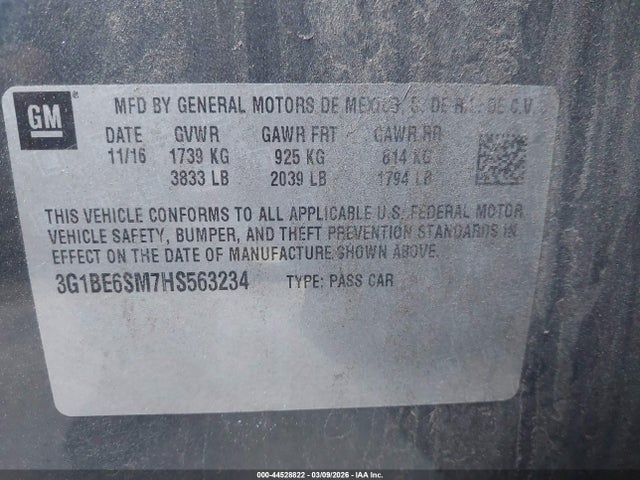 2017 CHEVROLET CRUZE 3G1BE6SM7HS563234 Photo 8