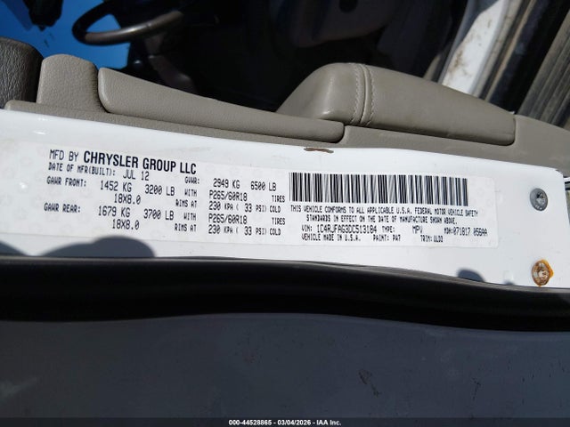 44528865 :رقم المزاد ، 1C4RJFAG3DC513184 vin ، 2013 Jeep Grand Cherokee Laredo مزاد بيع