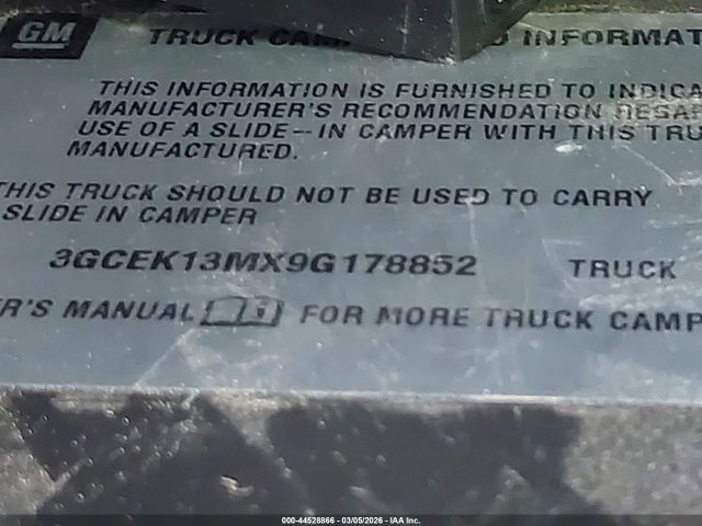 2009 CHEVROLET SILVERADO 1500 3GCEK13MX9G178852 Photo 8