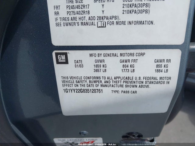 2003 CHEVROLET CORVETTE 1G1YY22G835120761 Photo 8