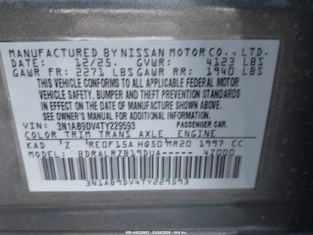 Nissan SENTRA SR 2026 3N1AB9DV4TY229593 Image 9